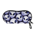 Grey Alien Face Pattern Print Glasses Case