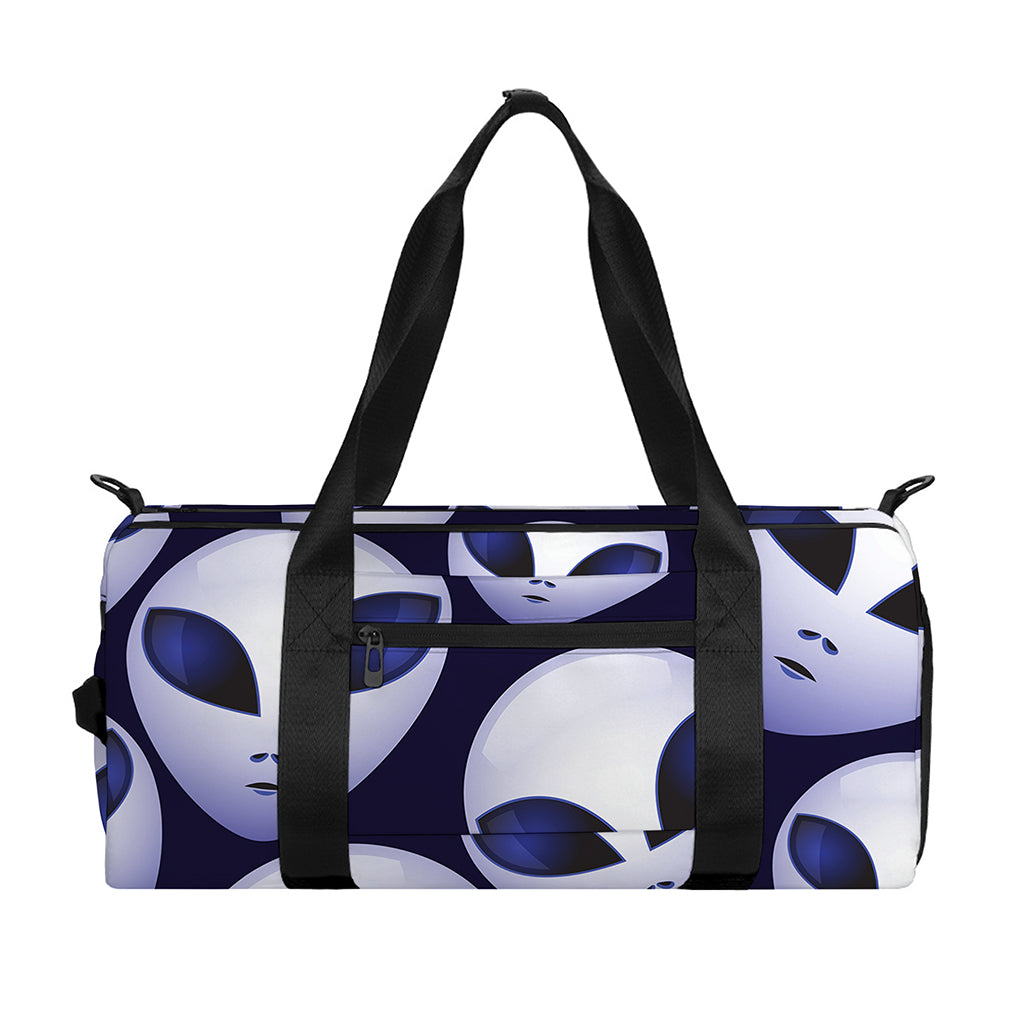 Grey Alien Face Pattern Print Gym Bag