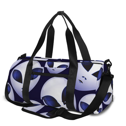 Grey Alien Face Pattern Print Gym Bag