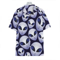 Grey Alien Face Pattern Print Hawaiian Shirt