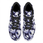 Grey Alien Face Pattern Print High Top Leather Sneakers