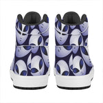 Grey Alien Face Pattern Print High Top Leather Sneakers