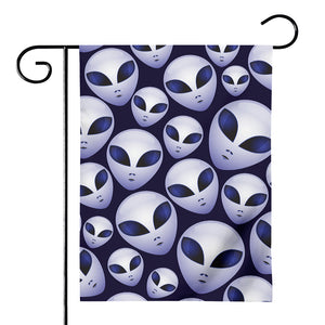 Grey Alien Face Pattern Print House Flag