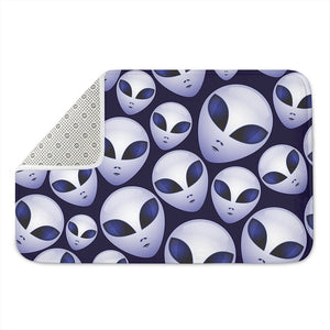 Grey Alien Face Pattern Print Indoor Door Mat