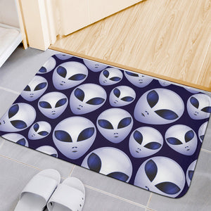 Grey Alien Face Pattern Print Indoor Door Mat