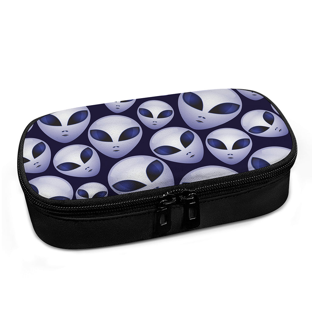Grey Alien Face Pattern Print Insulin Cooler Travel Case