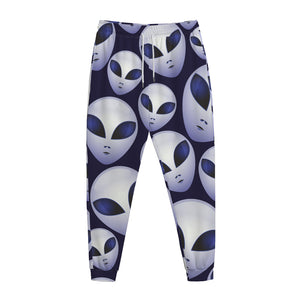 Grey Alien Face Pattern Print Jogger Pants