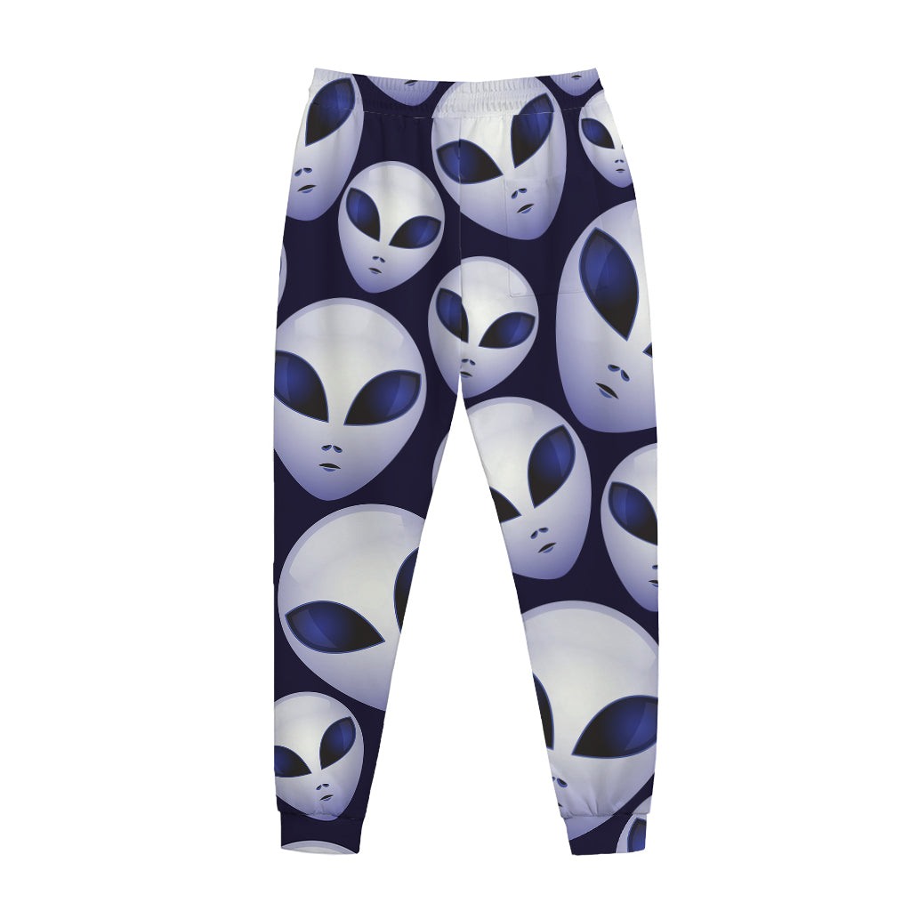 Grey Alien Face Pattern Print Jogger Pants