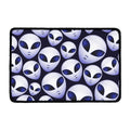 Grey Alien Face Pattern Print Kitchen Mat