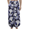 Grey Alien Face Pattern Print Lantern Pants