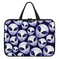 Grey Alien Face Pattern Print Laptop Sleeve With Handle