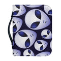 Grey Alien Face Pattern Print Leather Bible Cover
