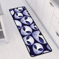 Grey Alien Face Pattern Print Long Kitchen Mat
