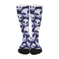 Grey Alien Face Pattern Print Long Socks