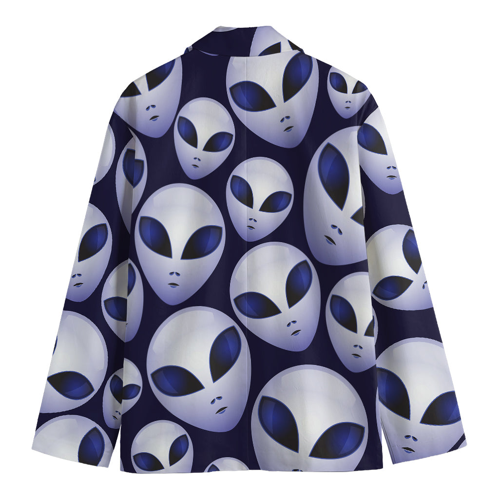 Grey Alien Face Pattern Print Men's Blazer