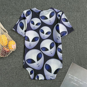 Grey Alien Face Pattern Print Men's Bodysuit