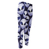 Grey Alien Face Pattern Print Men's Compression Pants