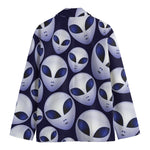 Grey Alien Face Pattern Print Men's Cotton Blazer