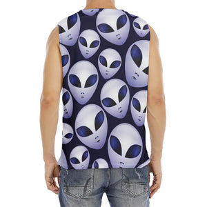 Grey Alien Face Pattern Print Men's Fitness Tank Top