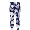 Grey Alien Face Pattern Print Men's Leggings