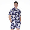 Grey Alien Face Pattern Print Men's Rompers