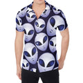 Grey Alien Face Pattern Print Men's Shirt