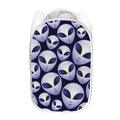 Grey Alien Face Pattern Print Mesh Laundry Hamper