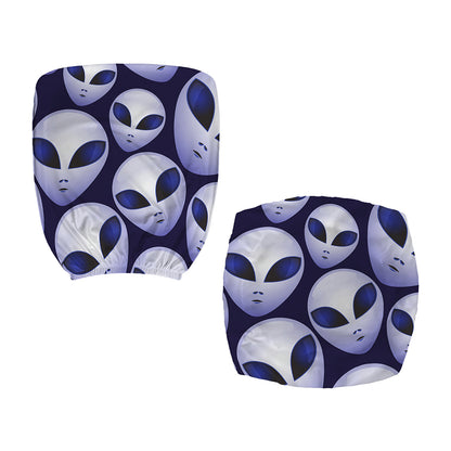 Grey Alien Face Pattern Print Office Chair Cover