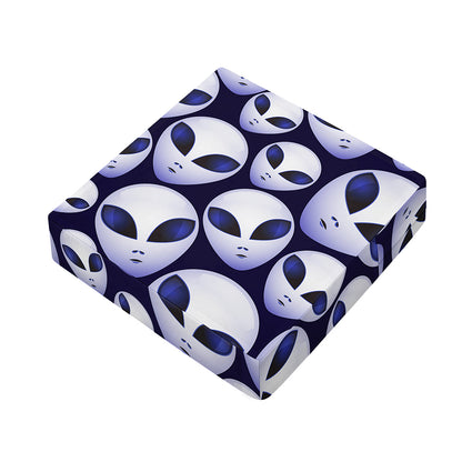 Grey Alien Face Pattern Print Outdoor Seat Cushion Cover