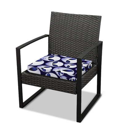 Grey Alien Face Pattern Print Outdoor Seat Cushion Cover