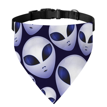 Grey Alien Face Pattern Print Over The Collar Dog Bandana