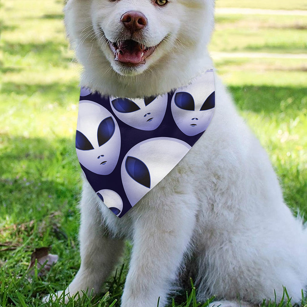 Grey Alien Face Pattern Print Over The Collar Dog Bandana