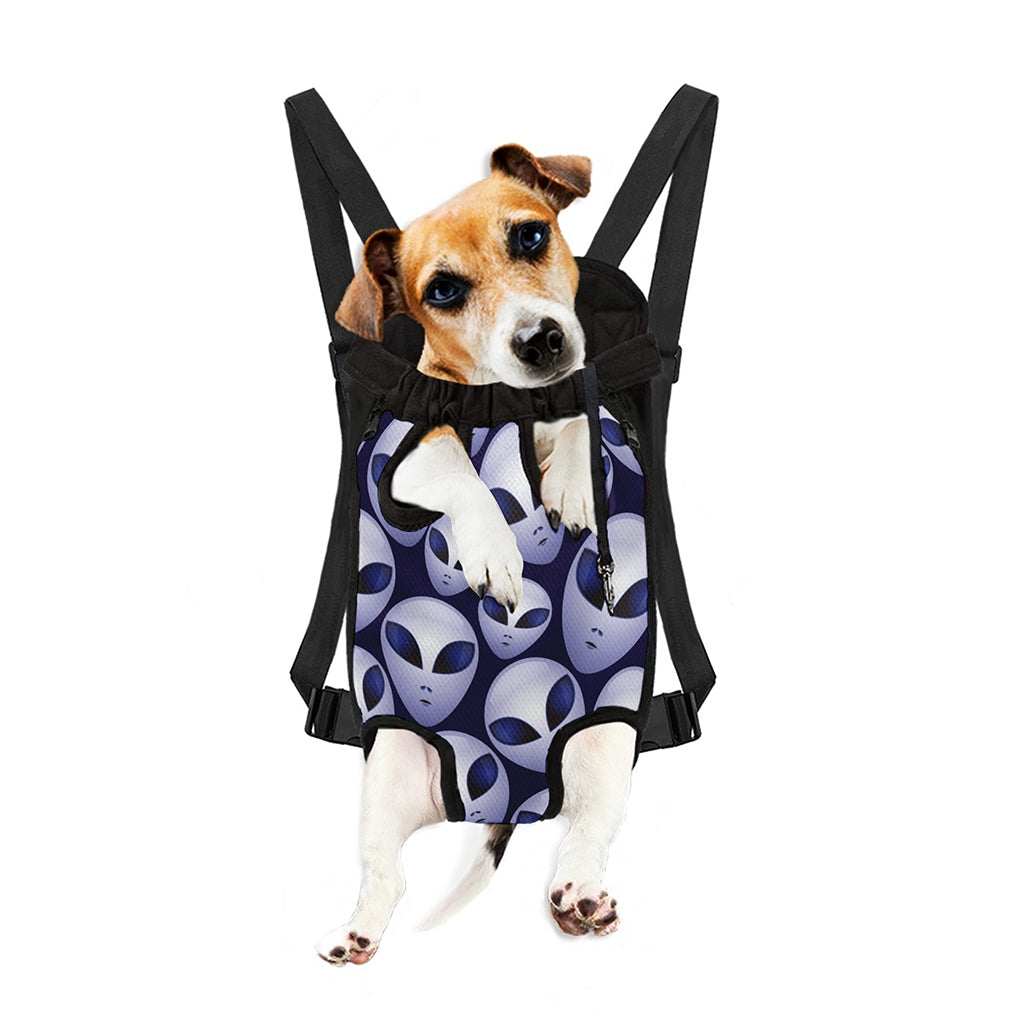 Grey Alien Face Pattern Print Pet Carrier Backpack