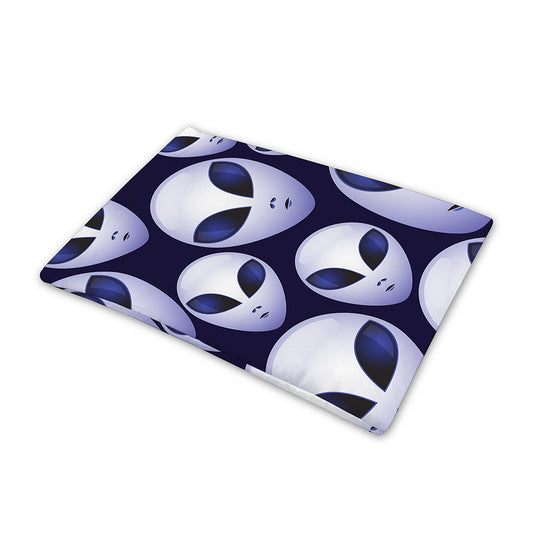 Grey Alien Face Pattern Print Pet Cooling Mat Cover