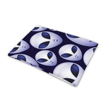 Grey Alien Face Pattern Print Pet Cooling Mat Cover