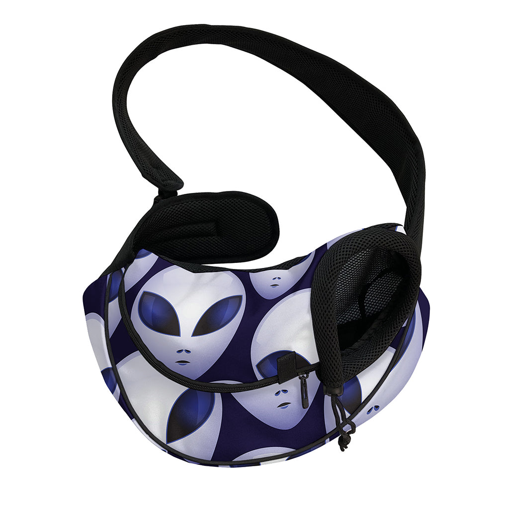 Grey Alien Face Pattern Print Pet Sling Carrier