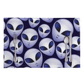 Grey Alien Face Pattern Print Placemat