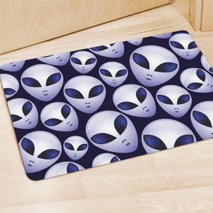 Grey Alien Face Pattern Print Polyester Doormat