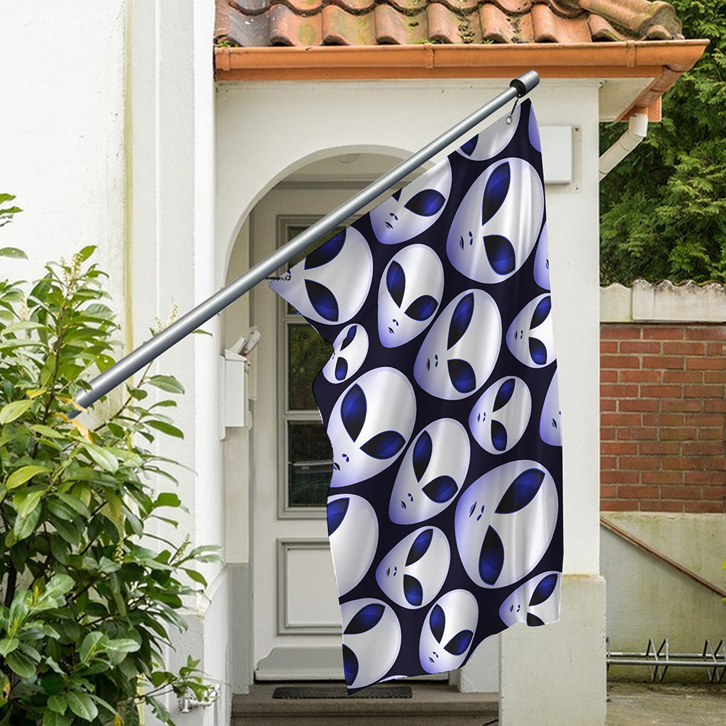 Grey Alien Face Pattern Print Polyester Flag
