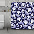 Grey Alien Face Pattern Print Polyester Shower Curtain