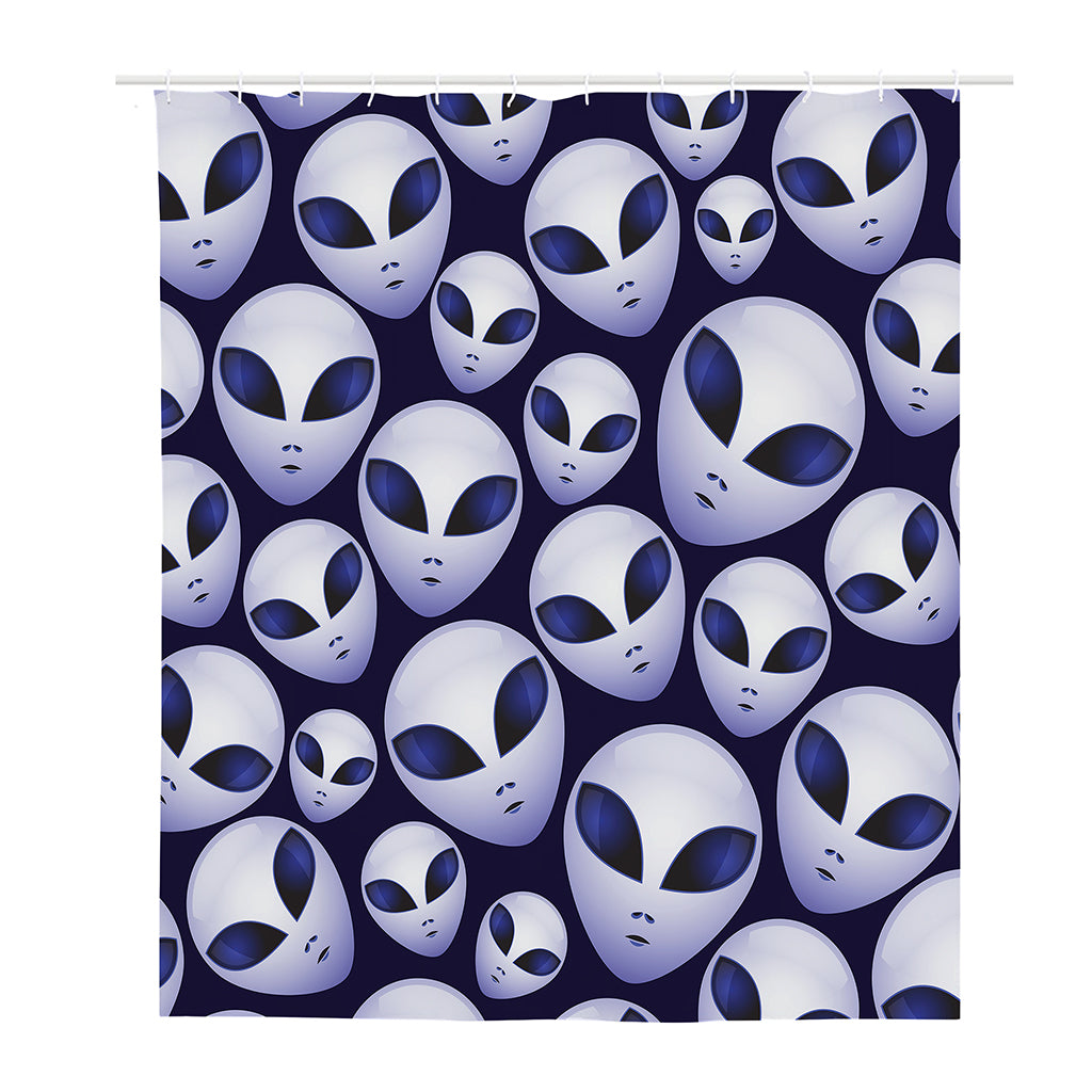 Grey Alien Face Pattern Print Polyester Shower Curtain