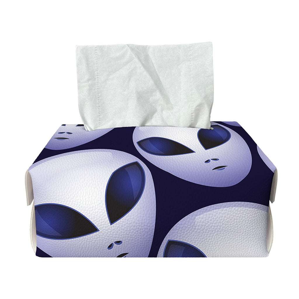 Grey Alien Face Pattern Print Rectangle Tissue Box Cover