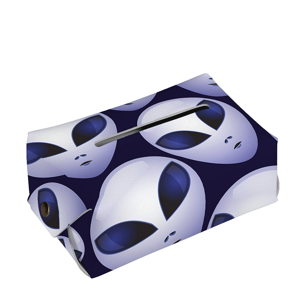 Grey Alien Face Pattern Print Rectangle Tissue Box Cover