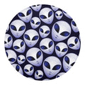 Grey Alien Face Pattern Print Round Blanket