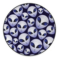 Grey Alien Face Pattern Print Round Floor Mat