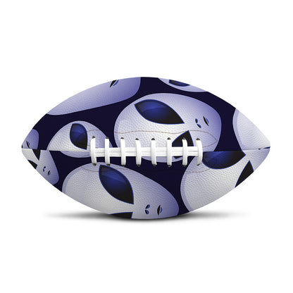 Grey Alien Face Pattern Print Rugby Ball