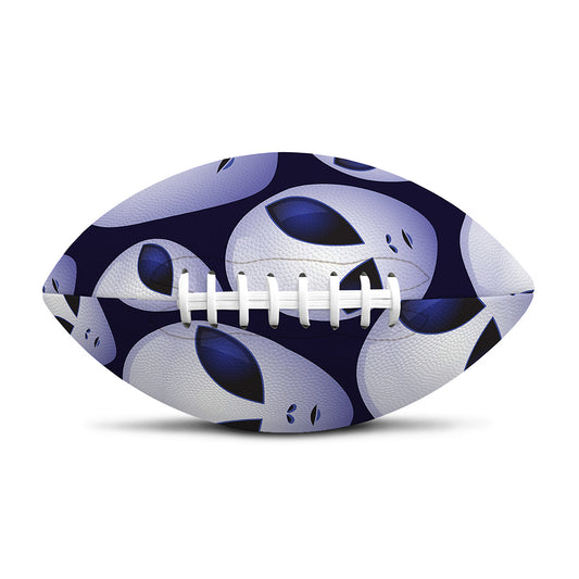 Grey Alien Face Pattern Print Rugby Ball