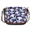 Grey Alien Face Pattern Print Saddle Bag