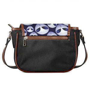 Grey Alien Face Pattern Print Saddle Bag