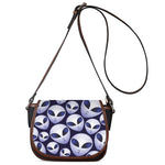 Grey Alien Face Pattern Print Saddle Bag